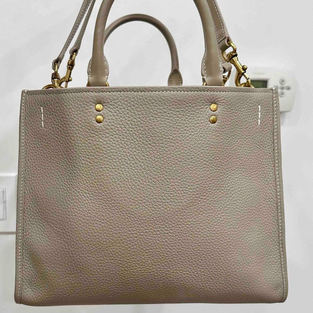 NWT QUINCE Italian Leather Medium Convertible Satchel Taupe Ecru 3way bag - Picture 11 of 16